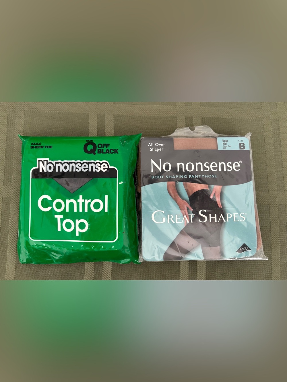 2 pr. No Nonsense pantyhose New! Green size Q off black. Great shape size B mist